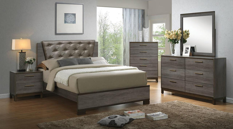 Manvel Two-Tone Antique Gray 5pc Queen Bedroom Set w/ 2 Nightstand