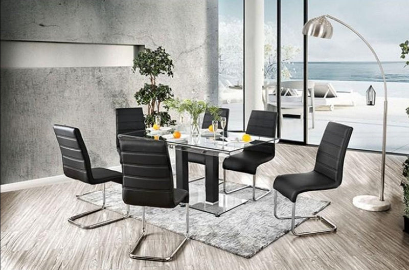 Richfield Black & Chrome 7pc Dining Room Set