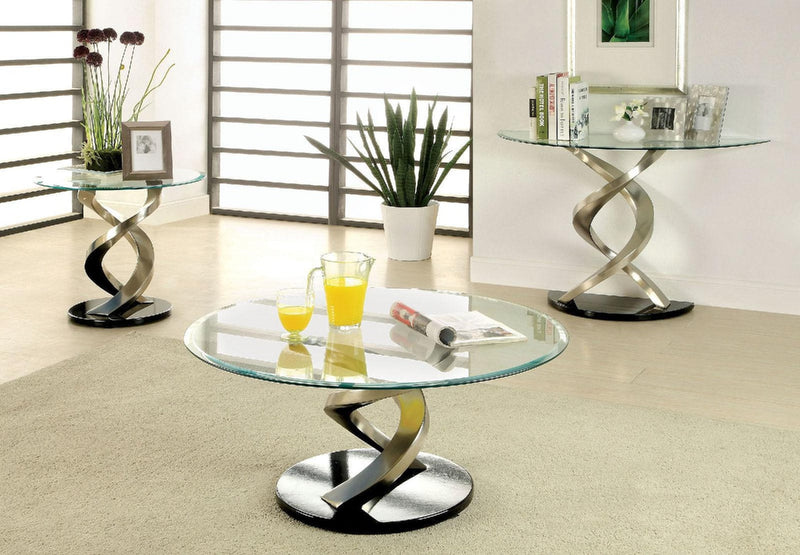 Nova Satin Plated & Black End Table