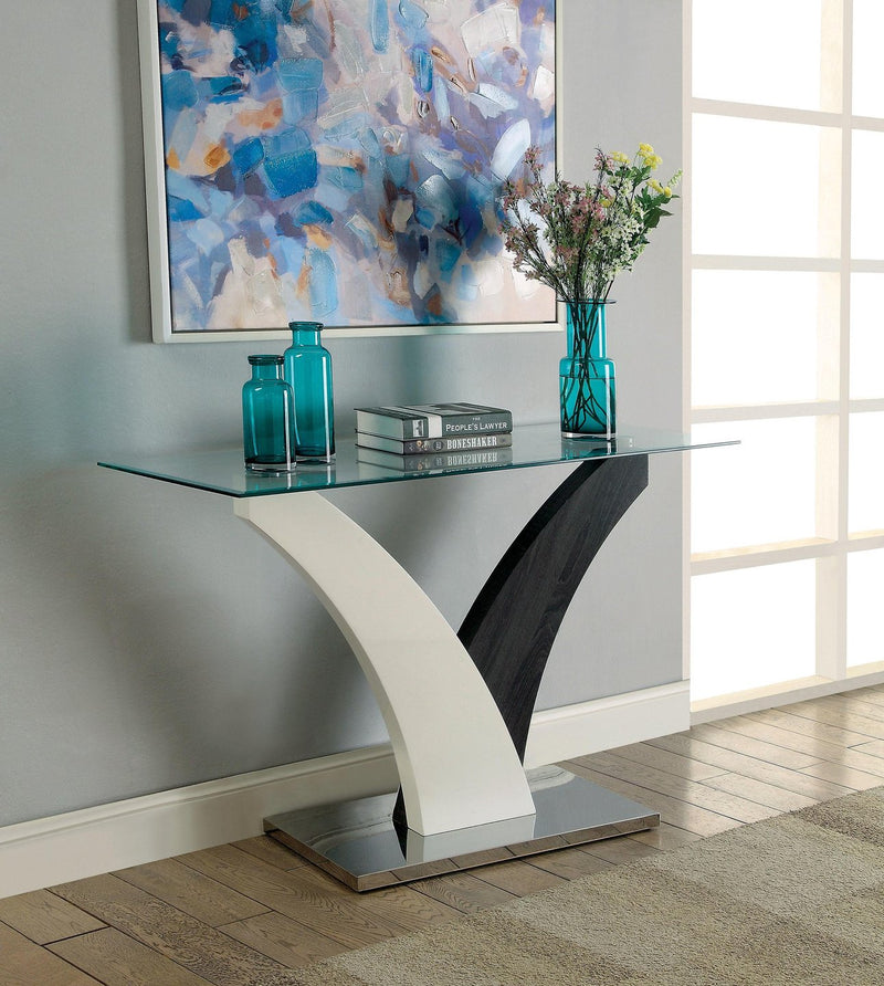 Sloane White/Dark Gray/Chrome  Sofa Table