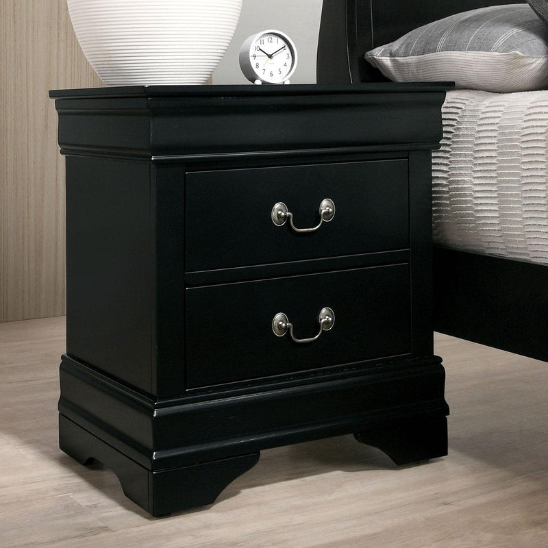 Louis Philippe Black 5pc Queen Bedroom Set w/ 2 Nightstands