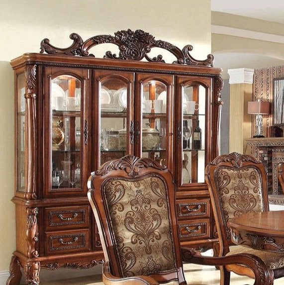 Medieve Antique Oak Curio/Hutch Buffet