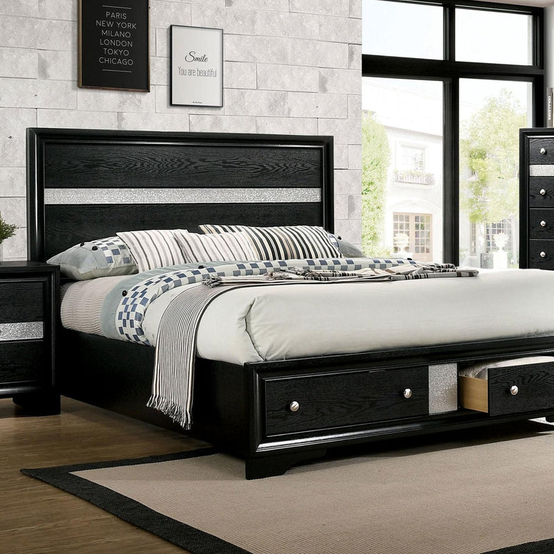 Chrissy Black Queen Storage Bed