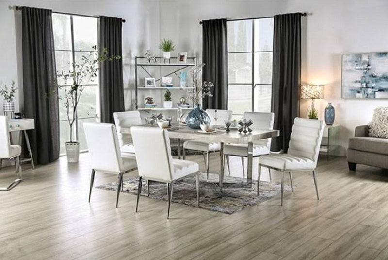 Sindy Light Gray/Chrome Dining Table