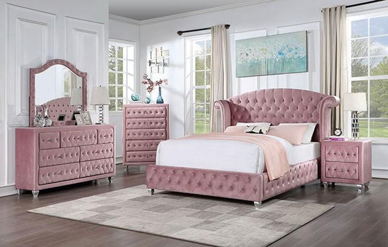 Zohar Pink 4pc Full Bedroom Set