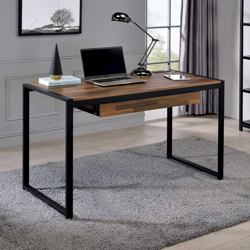 Quincy Dark Oak & Matte Black Desk