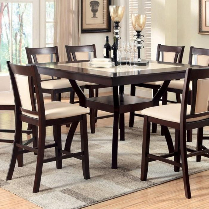 Brent II Dark Cherry & Ivory 7pc Counter Ht. Dining Room Set