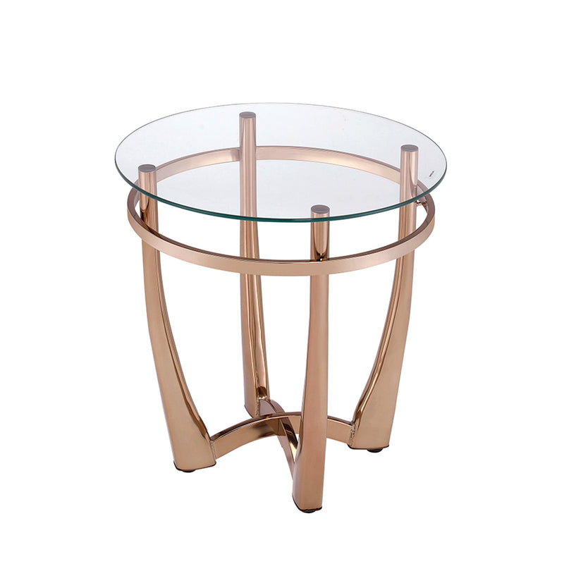 Orlando II Champagne & Clear Glass End Table - Ornate Home