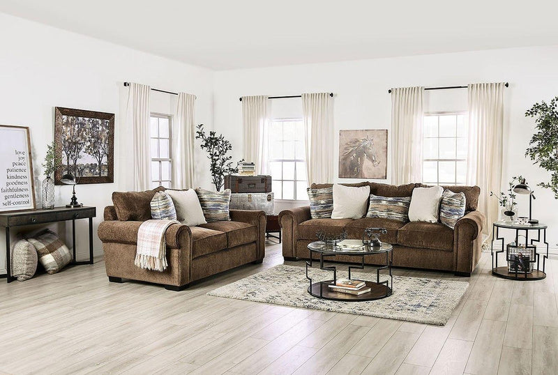 Osborne - Brown - Stationary Sofa & Loveseat - 2pc - Ornate Home