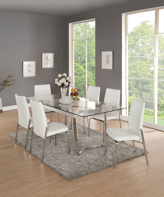 Osias Chrome & Clear Glass Dining Table - Ornate Home