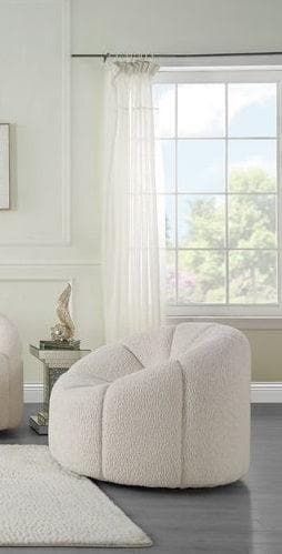 Osmash - White Boucle - Chair - Swivel 360 Degree - Ornate Home