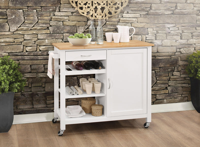 Ottawa Natural & White Kitchen Cart - Ornate Home