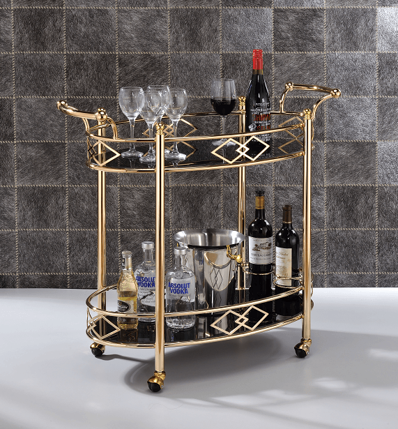 Ottesen Gold & Black Glass Serving Cart - Ornate Home