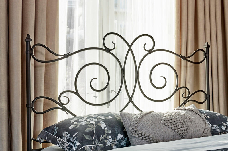 Parleys - Dark Bronze - Eastern King Metal Bed w/ Scroll Headboard - Ornate Home