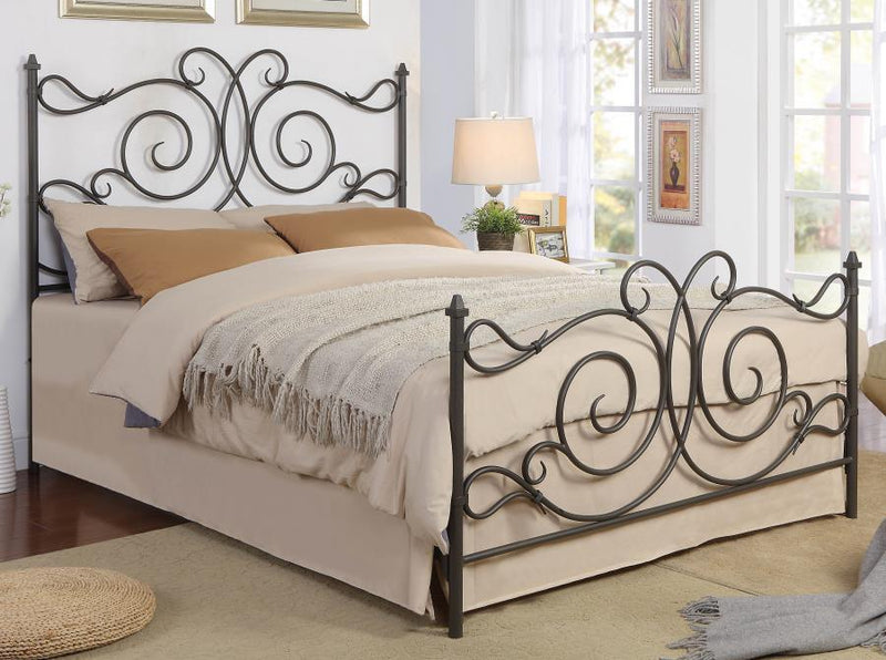 Parleys - Dark Bronze - Eastern King Metal Bed w/ Scroll Headboard - Ornate Home