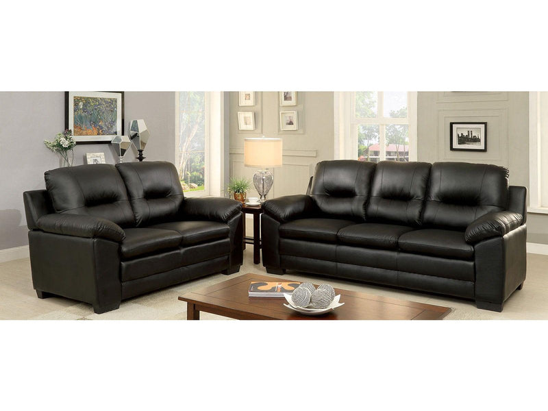 Parma - Black - Stationary Sofa & Loveseat - 2pc - Ornate Home