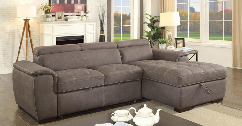 Patty - Ash Brown -  Sleeper Sectional Sofa w/ Storage - Ornate Home