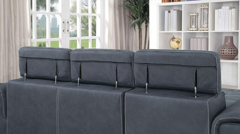 Patty - Blue Gray -  Sleeper Sectional Sofa w/ Storage - Ornate Home