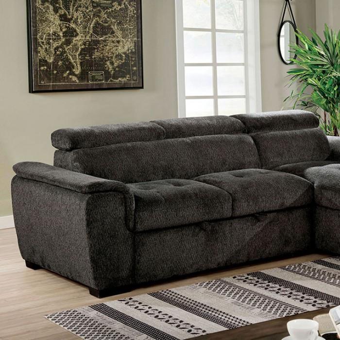 Patty - Dark Gray -  Sleeper Sectional Sofa w/ Storage - Ornate Home