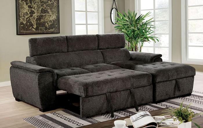 Patty - Dark Gray -  Sleeper Sectional Sofa w/ Storage - Ornate Home