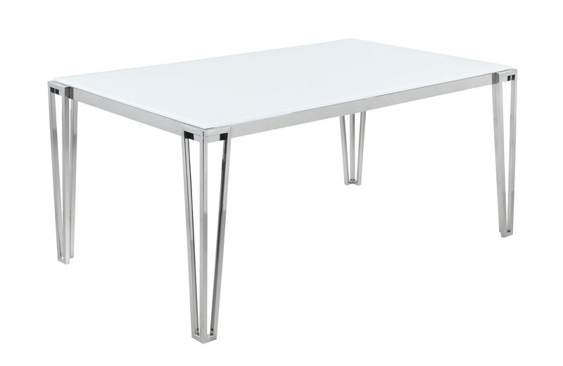 Pauline  - White & Chrome -  Rectangular Dining Table - Ornate Home