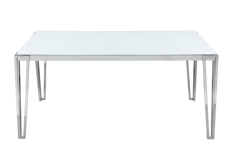 Pauline  - White & Chrome -  Rectangular Dining Table - Ornate Home