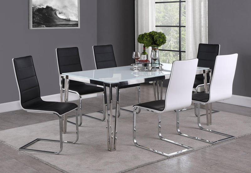 Pauline  - White & Chrome -  Rectangular Dining Table - Ornate Home