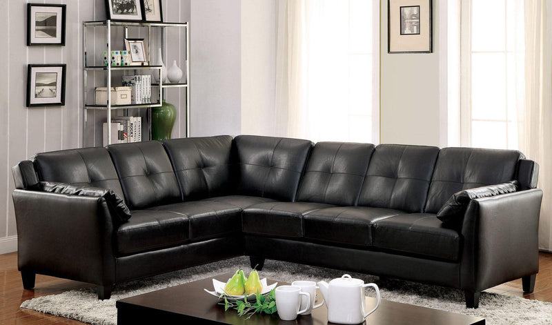 Peever - Black -  L Shape Sectional Sofa - Ornate Home