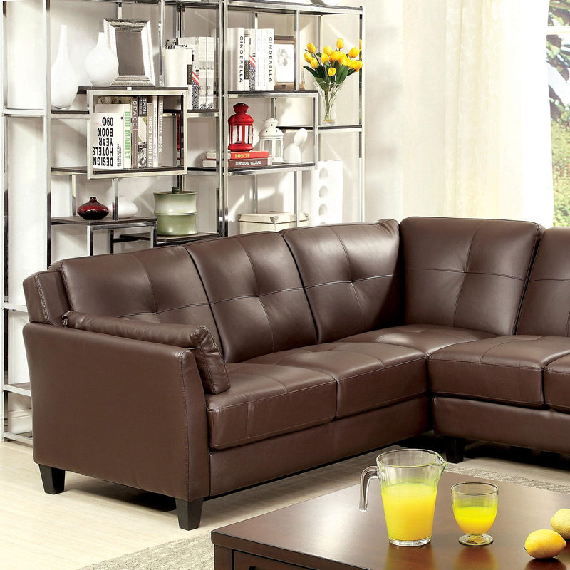 Peever - Brown -  L Shape Sectional Sofa - Ornate Home