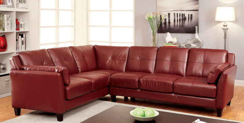 Peever - Mahogany Red -  L Shape Sectional Sofa - Ornate Home