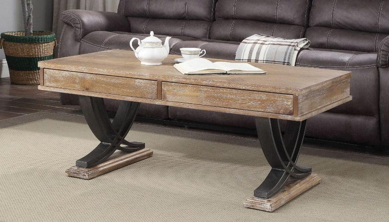 Pellio - Antique Oak & Black - Coffee Table - Ornate Home