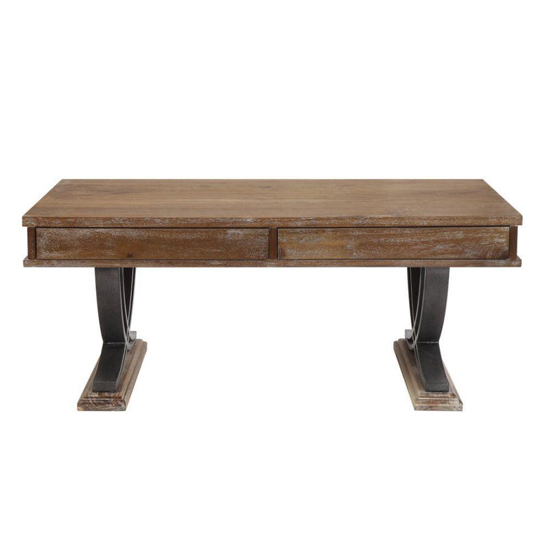 Pellio - Antique Oak & Black - Coffee Table - Ornate Home