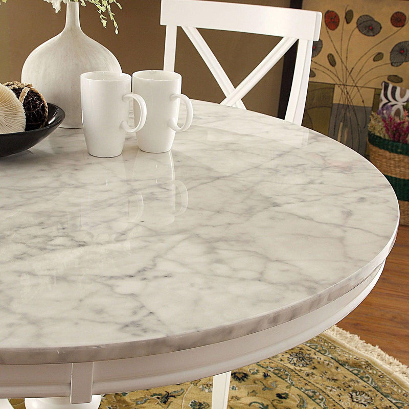 Penelope - White & Faux Marble - 5pc Dining Set - Ornate Home