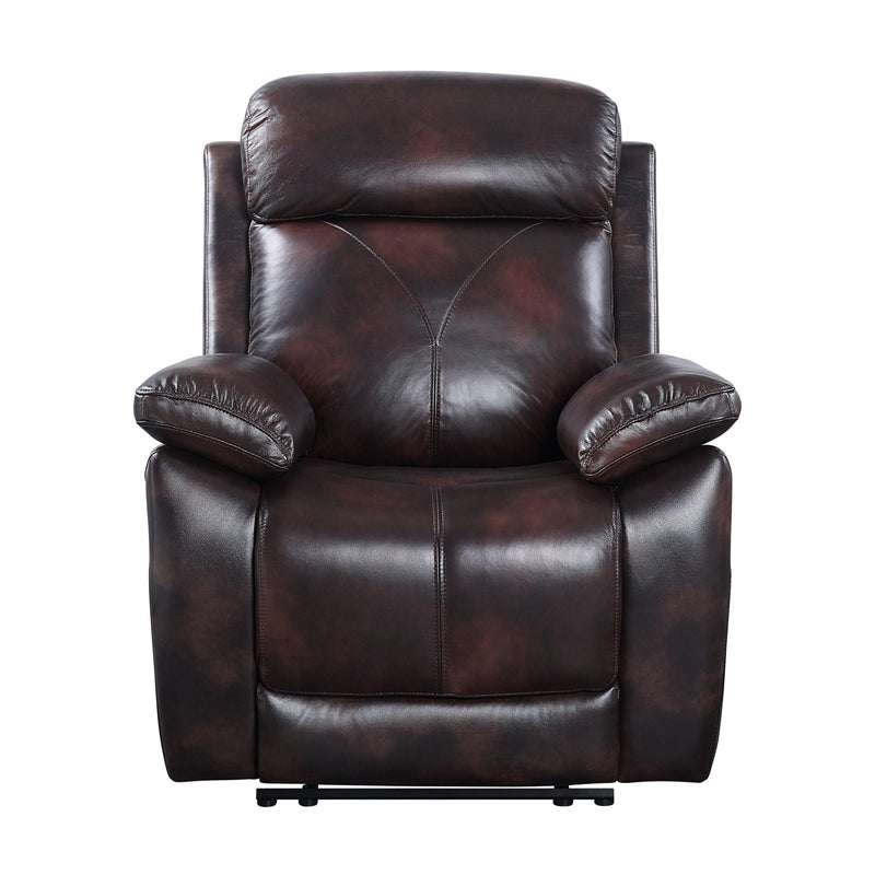 Perfiel - Dark Brown - Top Grain Leather Manual Reclining Chair - Ornate Home