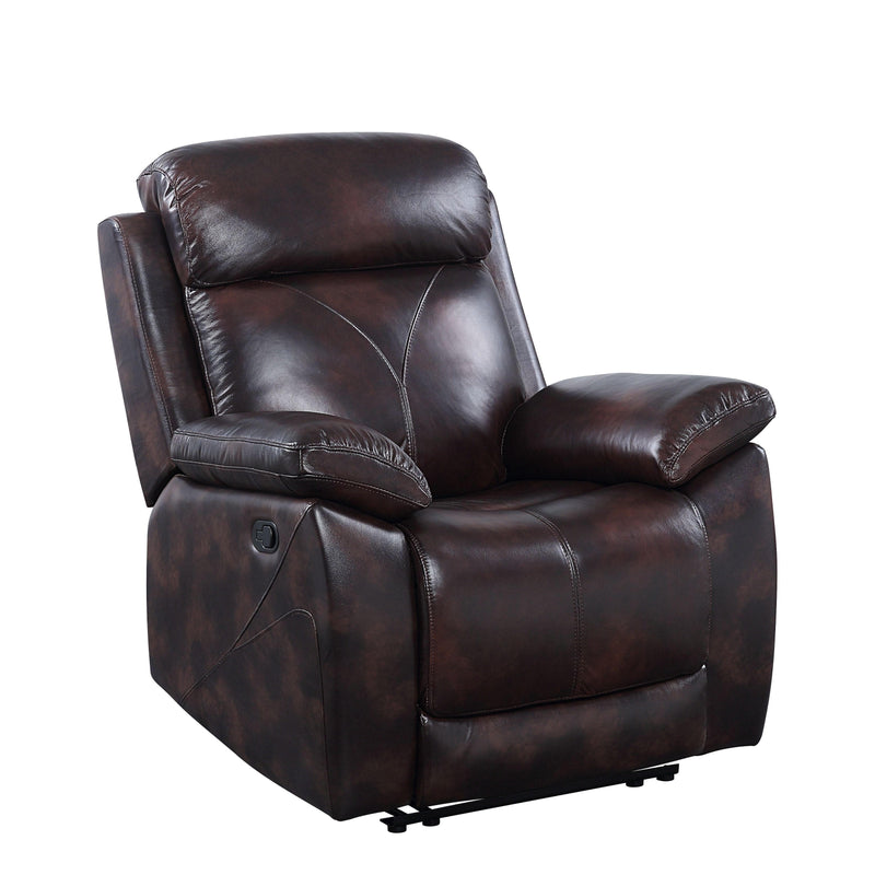 Perfiel - Dark Brown - Top Grain Leather Manual Reclining Chair - Ornate Home