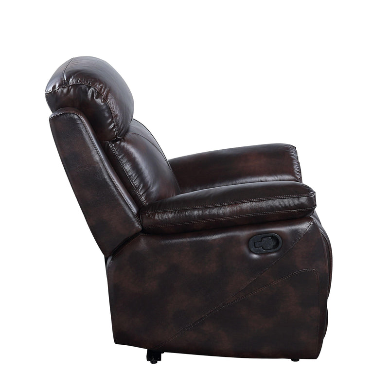 Perfiel - Dark Brown - Top Grain Leather Manual Reclining Chair - Ornate Home