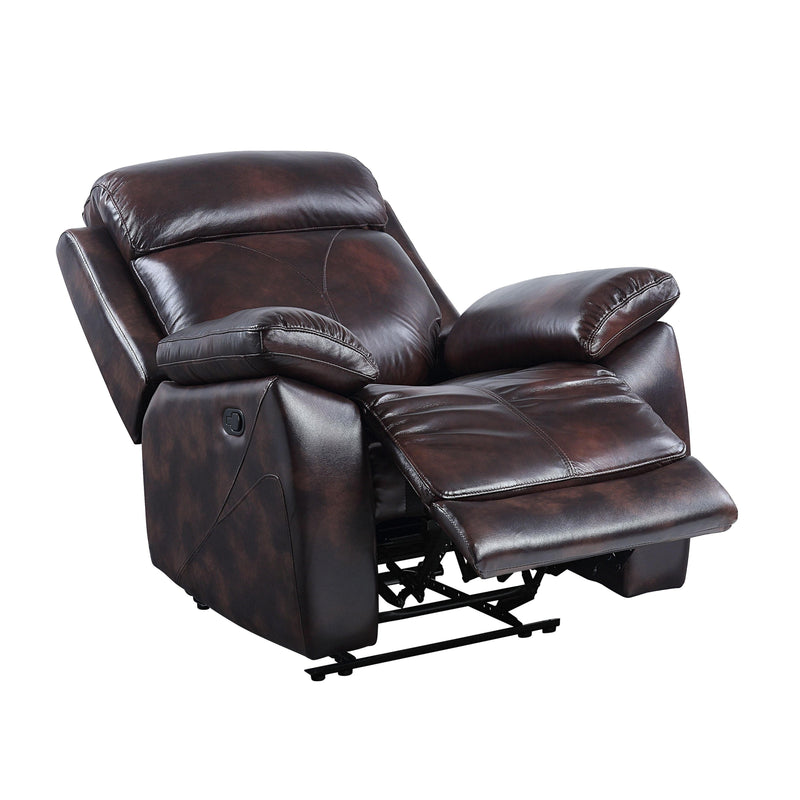 Perfiel - Dark Brown - Top Grain Leather Manual Reclining Chair - Ornate Home