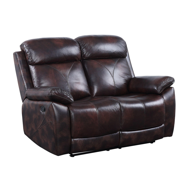 Perfiel - Dark Brown - Top Grain Leather Manual Reclining Loveseat - Ornate Home