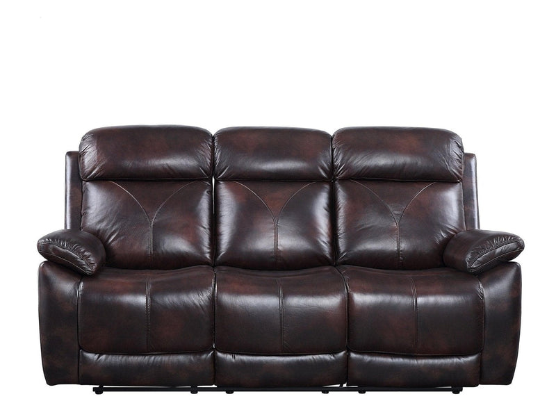 Perfiel - Dark Brown - Top Grain Leather Manual Reclining Sofa - Ornate Home