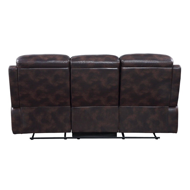 Perfiel - Dark Brown - Top Grain Leather Manual Reclining Sofa - Ornate Home