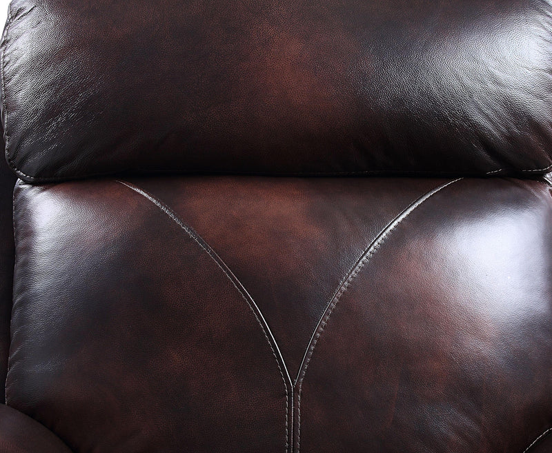 Perfiel - Dark Brown - Top Grain Leather Manual Reclining Sofa - Ornate Home