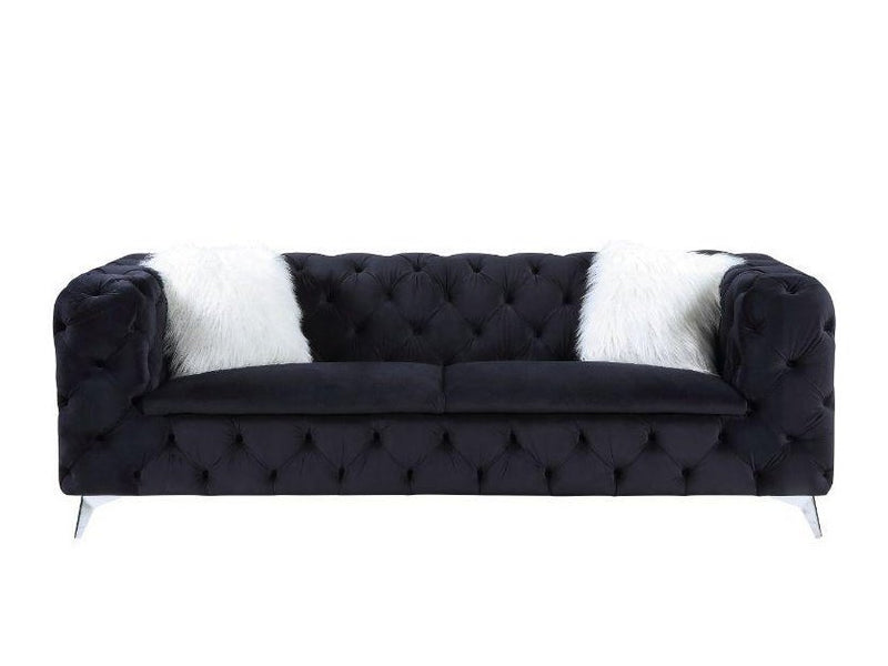 Phifina - Black Velvet - Stationary Sofa - Ornate Home