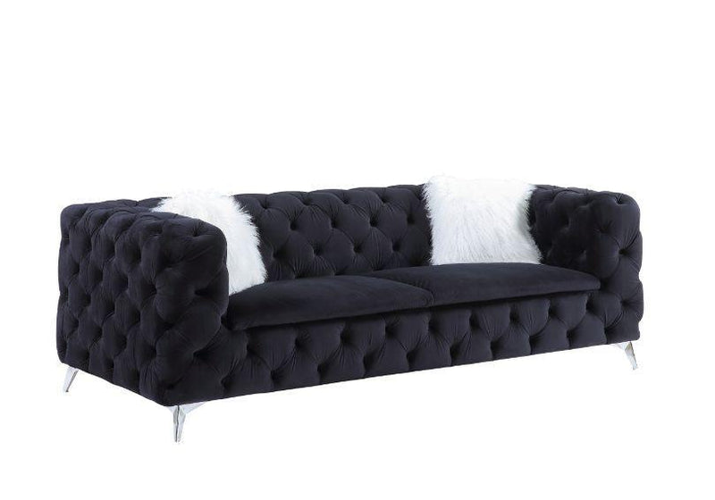 Phifina - Black Velvet - Stationary Sofa - Ornate Home