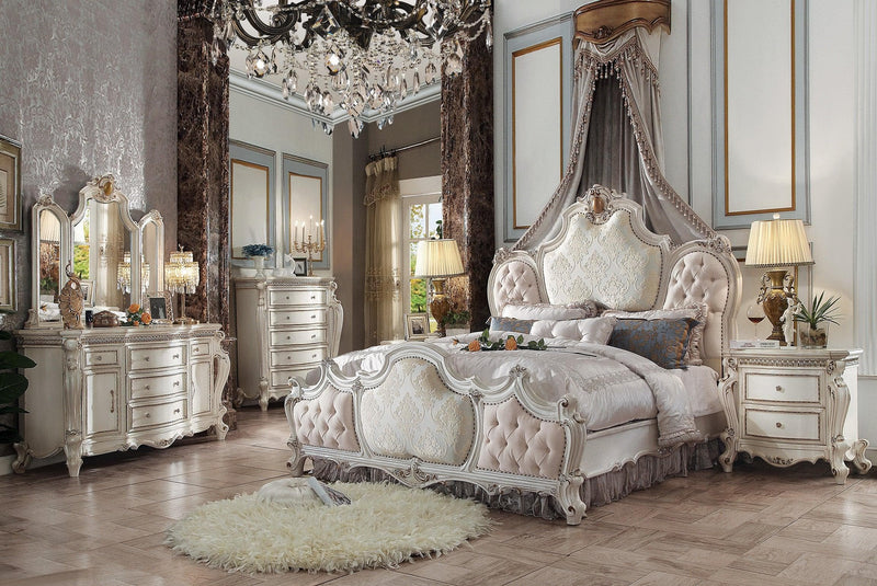 Picardy Fabric & Antique Pearl California King Bed - Ornate Home