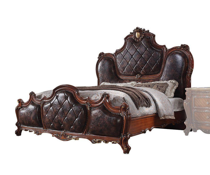 Picardy PU & Cherry Oak California King Bed - Ornate Home