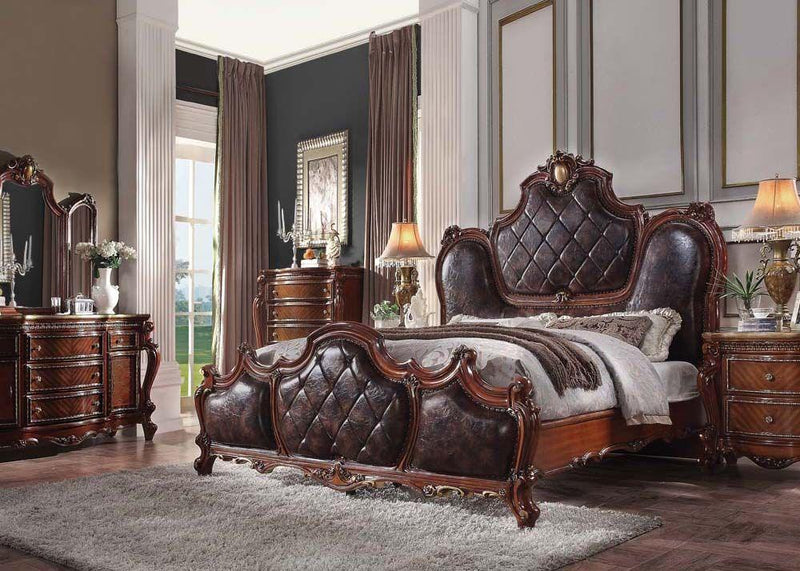 Picardy PU & Cherry Oak Eastern King Bed - Ornate Home