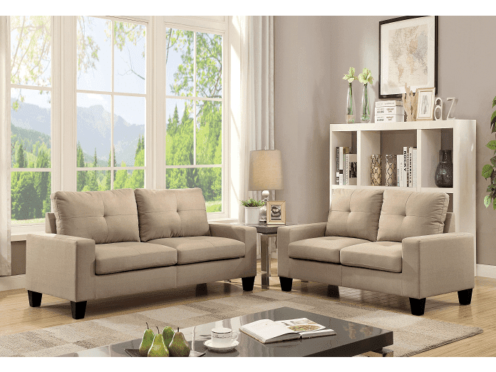 Platinum II Beige Linen Sofa & Loveseat - Ornate Home