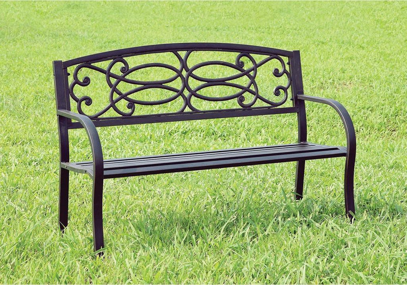 Potter - Black Durable Steel - Outdoor Bench - Ornate Home