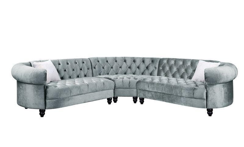 Qulan - Light Blue - Velvet Sectional Sofa - Ornate Home