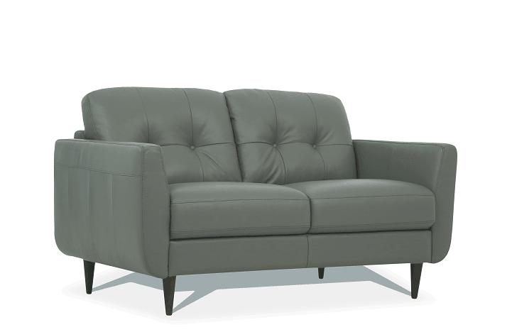 Radwan Pesto Green Leather Loveseat - Ornate Home